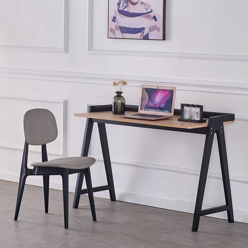 Chaises de salle à manger sans bras en cuir PU, chaise latérale à dossier ouvert avec pieds en plastique