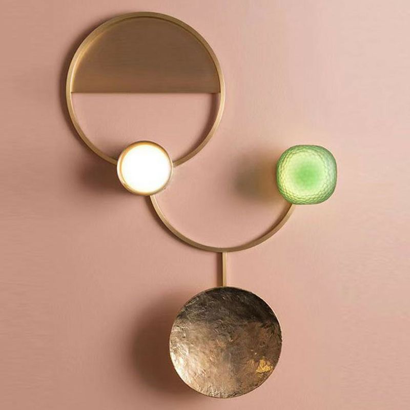 Brass Circles LED Wall Lamp Designer Metal Flush Mount Wall Sconce for Living Room