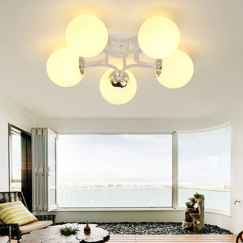 Glass Ball Shape Flush Ceiling Light Modern Multi Lights Flush Light Fixtures