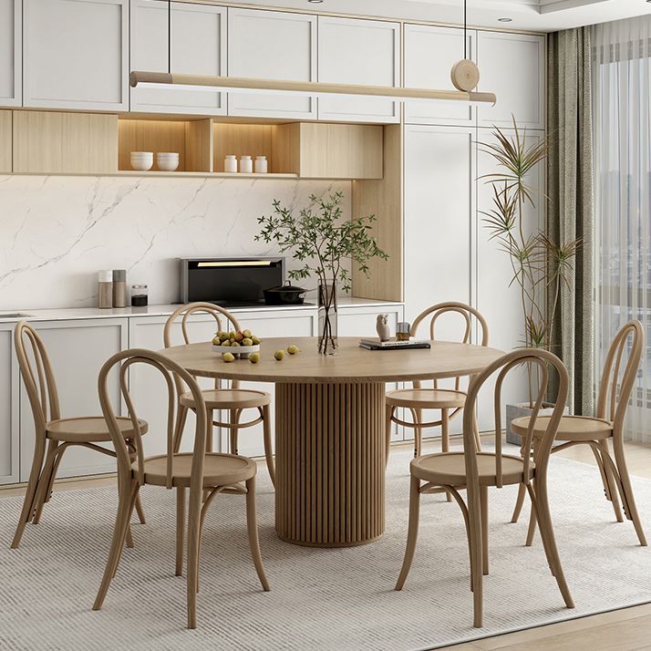 Ronde voetstuk Casual eettafel houten kleur vaste tafel met dennenhout massief hout
