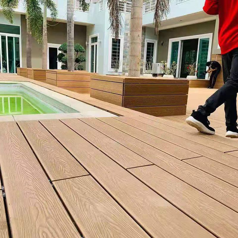Wire Brushed Floor Tile Click Lock Engineered Wood for Patio Garden