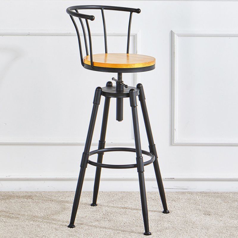 Industrial Backrest Metal Bar Stool Round Furniture in Matte Finish for Home