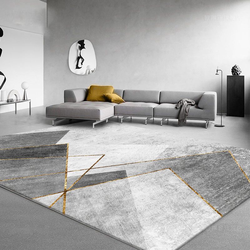Minimalistischer Teppich mit Geomuster, mehrfarbiger Polyster-Bereichsteppich, haustierfreundlicher, schmutzabweisender Innenteppich für den Salon