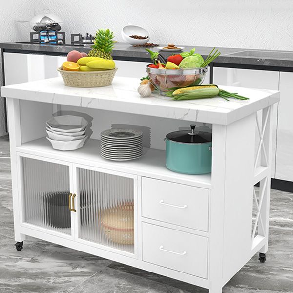 Modern Dining Room Prep Table Rectangular Marble Kitchen Trolley
