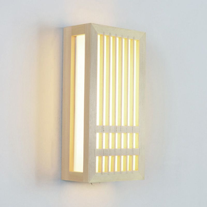 Missie stijl muur gemonteerd licht natuurlijk eiken rechthoekige sconce licht voor woonkamer