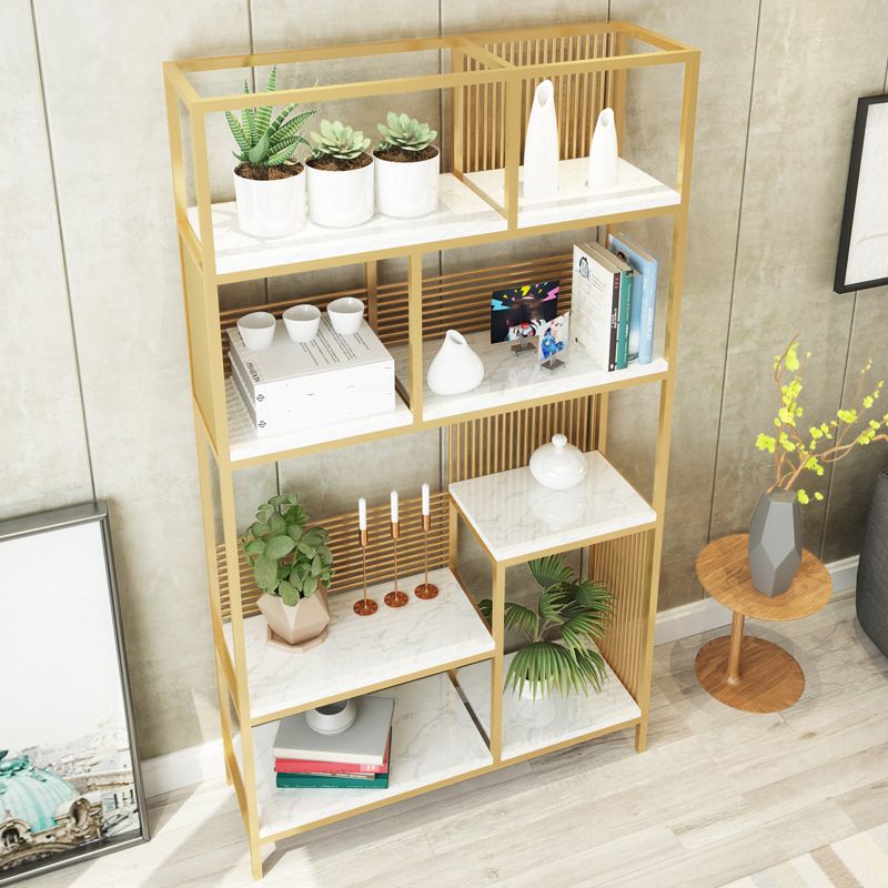 11.81" W Glam Antique Finish Shelf Bookcase Etagere Metal Bookshelf