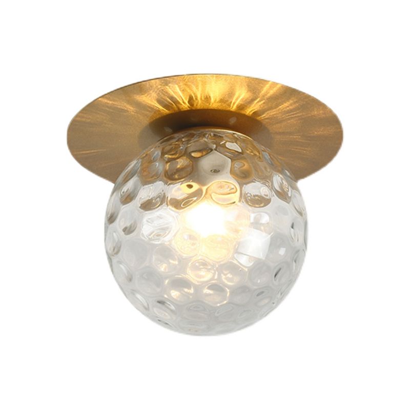 Modern Concise Globe Flush Mount Lacquered Iron Ceiling Light with Glass Shade