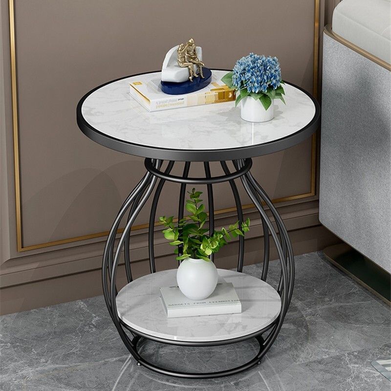 Modern Luxurious Metal Side Table Round Frame Sofa Side Accent Table