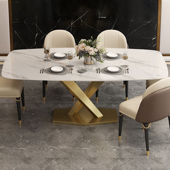 Luxury Sintered Stone Top Dining Set Rectangle 1/4/5/6/7 Pieces Dining Table with Chairs