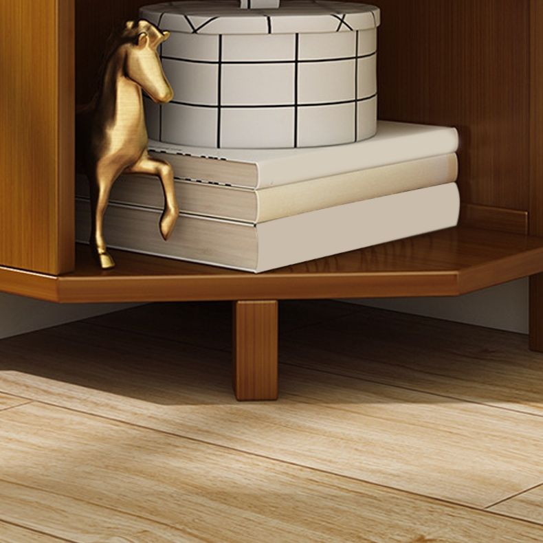 Mid-Century Modern Corner Cabinet with Shelves and Straight Legs in Brown