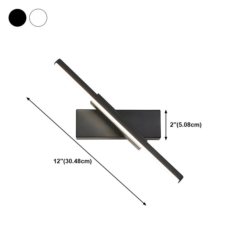 Modern Metal Rotatable Wall Light Strip 12" Wide LED Wall Sconce for Living Room