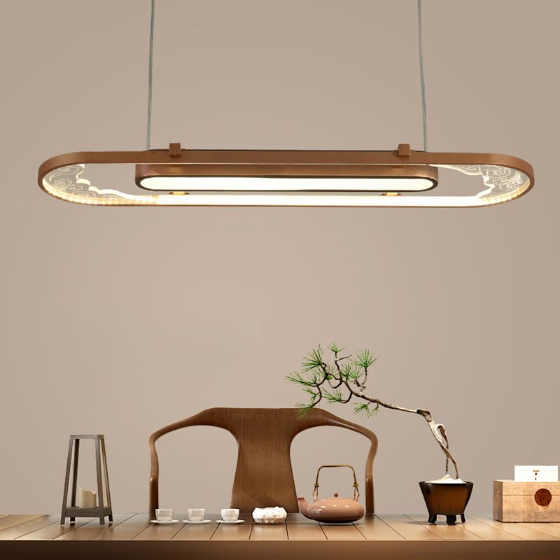 Luci a sospensione a sospensione in metallo marrone lampade a sospensione lineare contemporanea per sala da pranzo