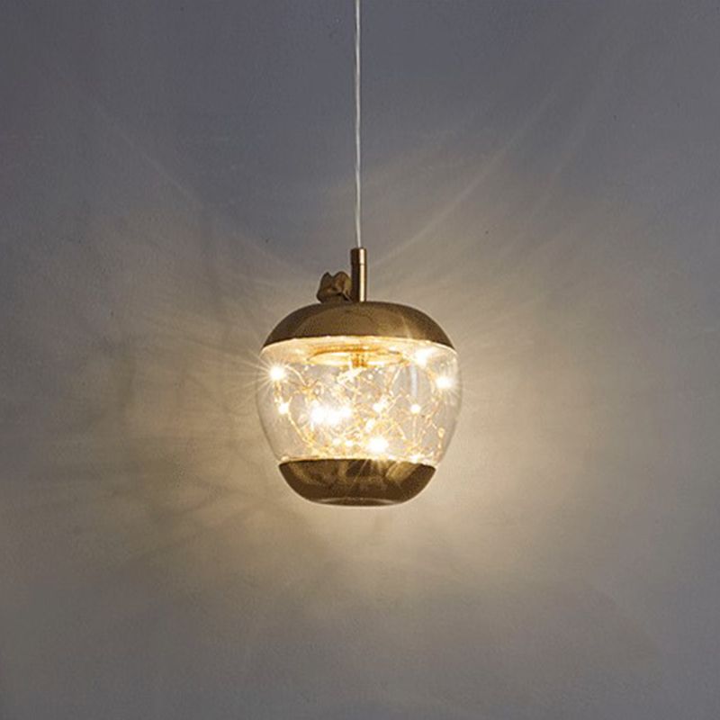 Éclairage pendentif à LED de pomme en verre contemporain 1 lampe suspendue à la tête pour salle à manger