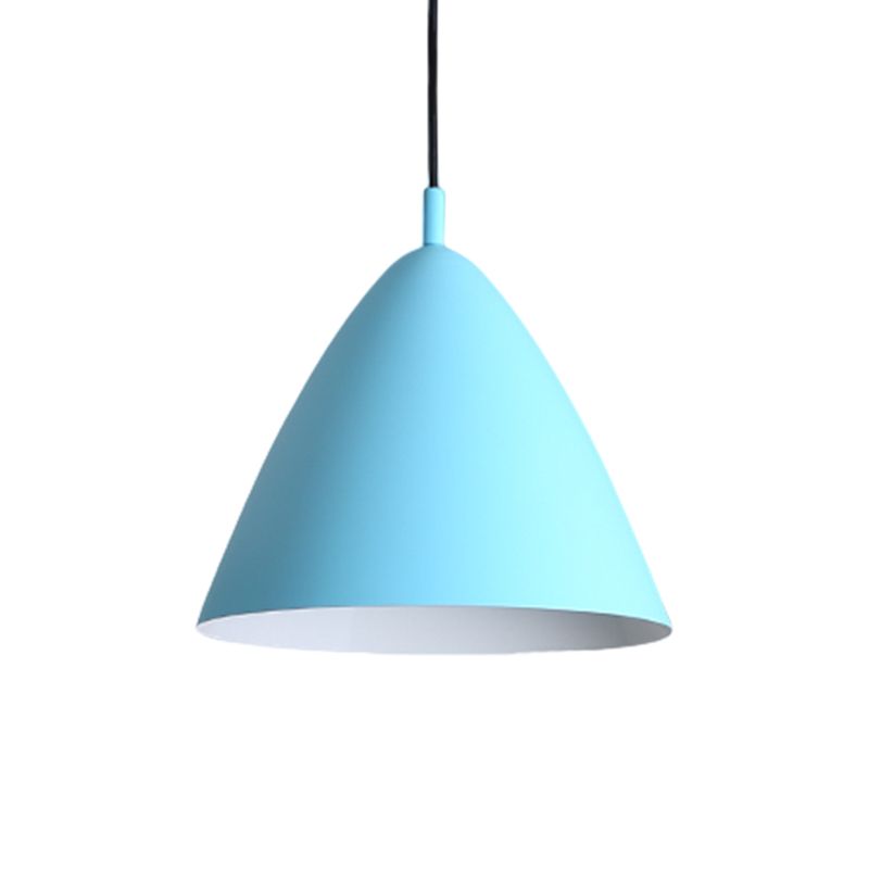 Tapered Ceiling Pendant Light Modernism Metal 10.5"/13"/16" Dia 1 Light Pink/Blue/Green Hanging Lamp Kit