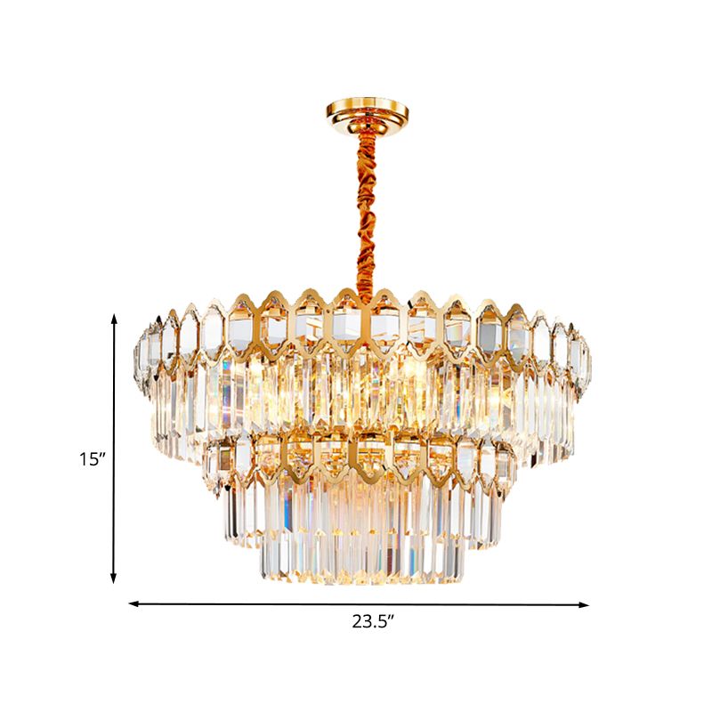 Lampe à lustre en cristal conique à niveaux