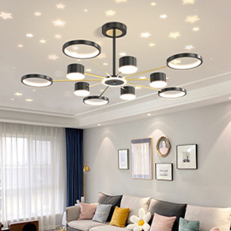 Luce il lampadario in metallo a LED Funzione a sospensione moderna lampadario per salotto