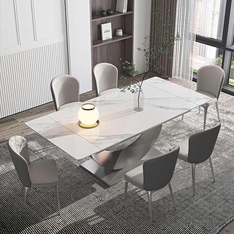 Designer Style 1/4/5/7 Pieces Dining Set Sintered Stone Table with Leather Chairs