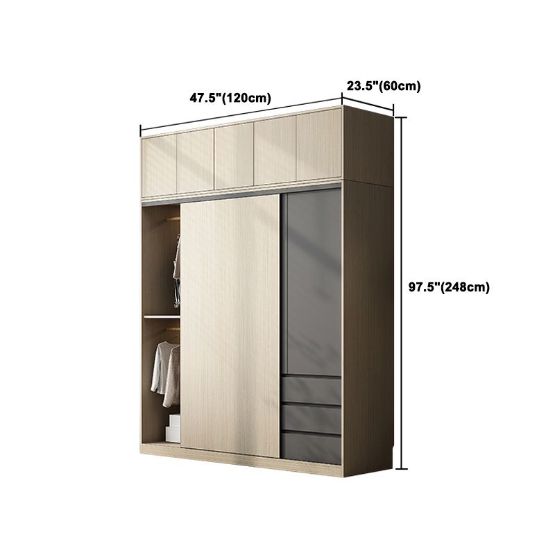 Engineered Wood Wardrobe Armoire Modern Sliding Door Wardrobe