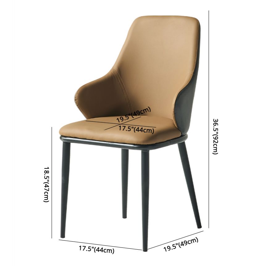 Fauteuil en cuir de restaurant contemporain, finition mate, chaise de salle à manger Parsons