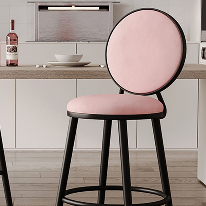 Industrial Backrest Counter Stool Iron Bar Stool with Cushion and Pedal for Kitchen