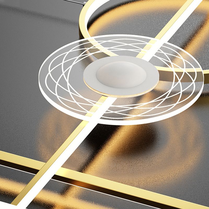 Geometric Island Lighting Fixtures Modern Chandelier Metal Island Lamps 4 Light in Gold