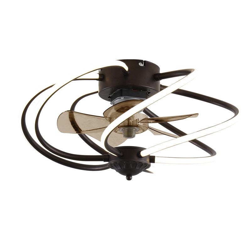 Minimalistische Käfig Deckenlüfter Leichtes Acryl -Esszimmer LED SEMI Flush Mount mit Fernbedienung