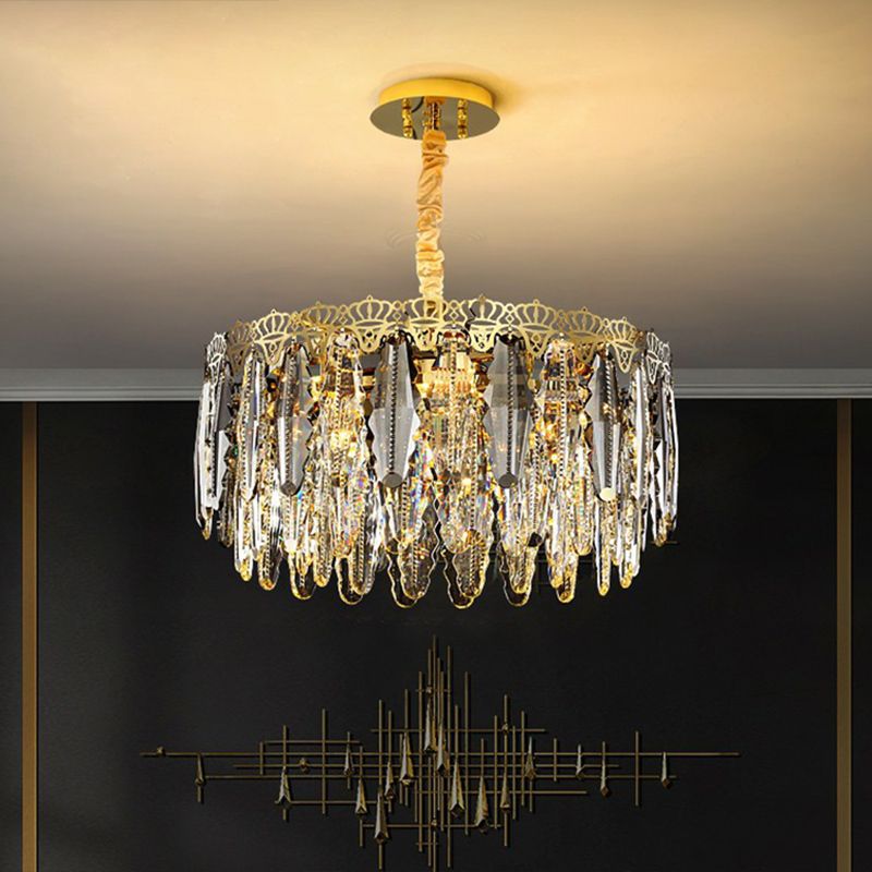 Clear Crystal Leaf Hanging Light Minimalist Chandelier Pendant Light for Bedroom
