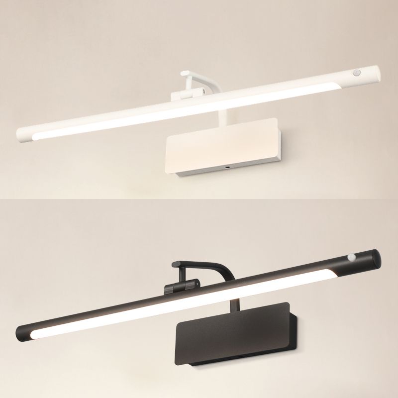 Moderno lampada a montaggio a parete lineare lampada in induzione in metallo a 1 luci per bagno