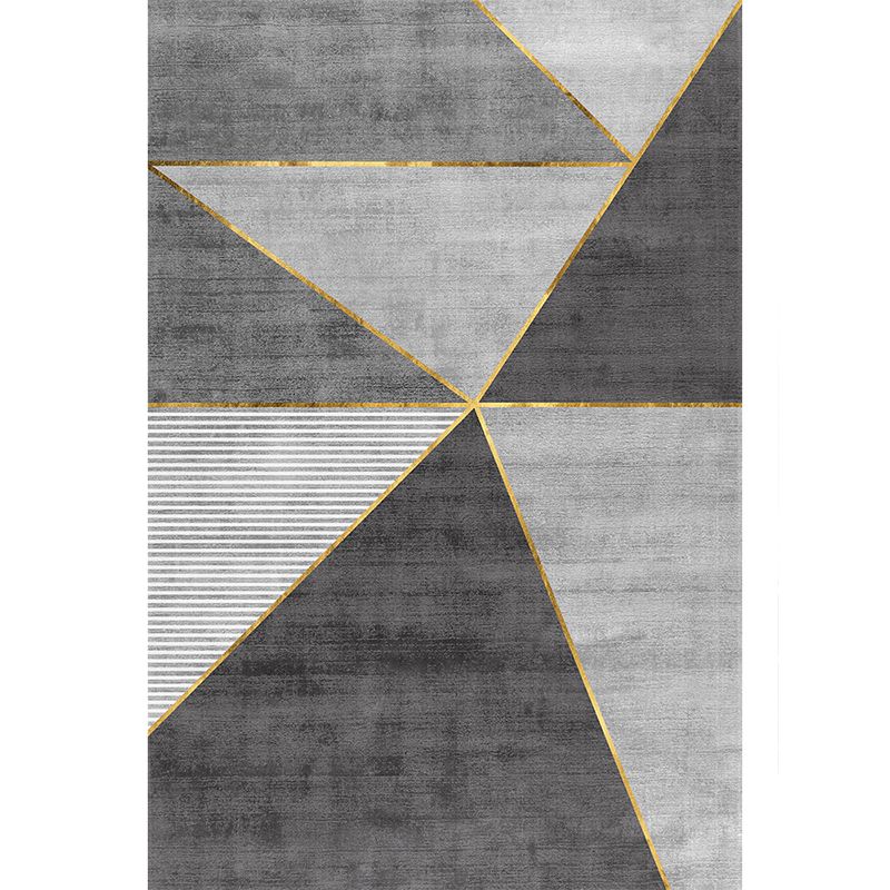 Casual Living Room Rug Multi Color Geometric Print Indoor Rug Polyster Non-Slip Backing Stain-Resistant Area Rug