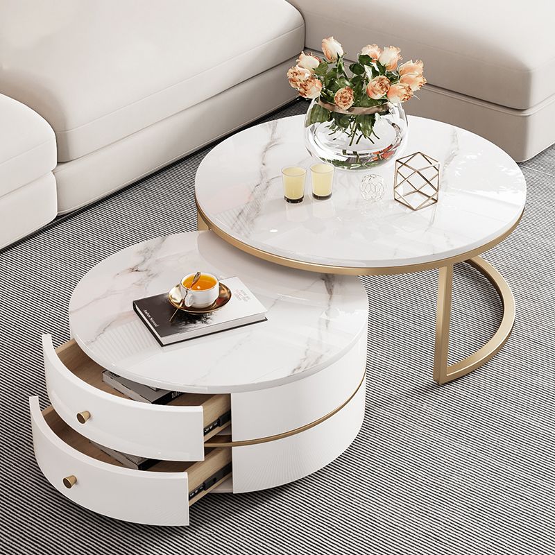 Glass Top Coffee Table Frame 2 Piece Nesting Tables with Storage