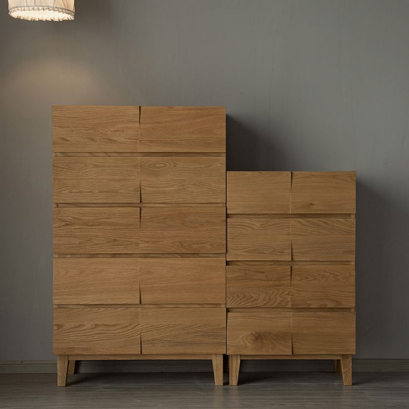 Modern Natural Cabinet with Drawers Solid Wood 16.9" D Chest