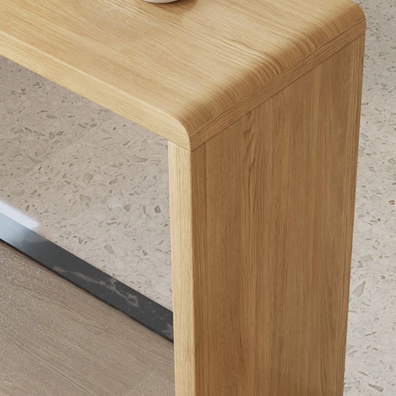 Contemporary Solid Wood Top Rectangle Bar Dining Table with Storage