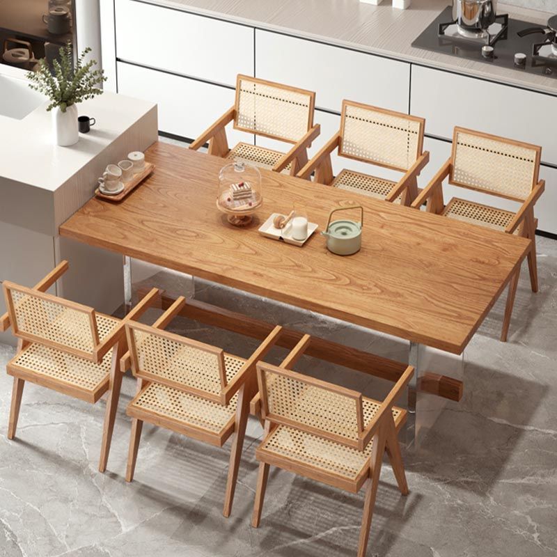 Rectangle 1/2/5/7 Pieces Dining Set Acrylic Base Dining Furniture in Natural