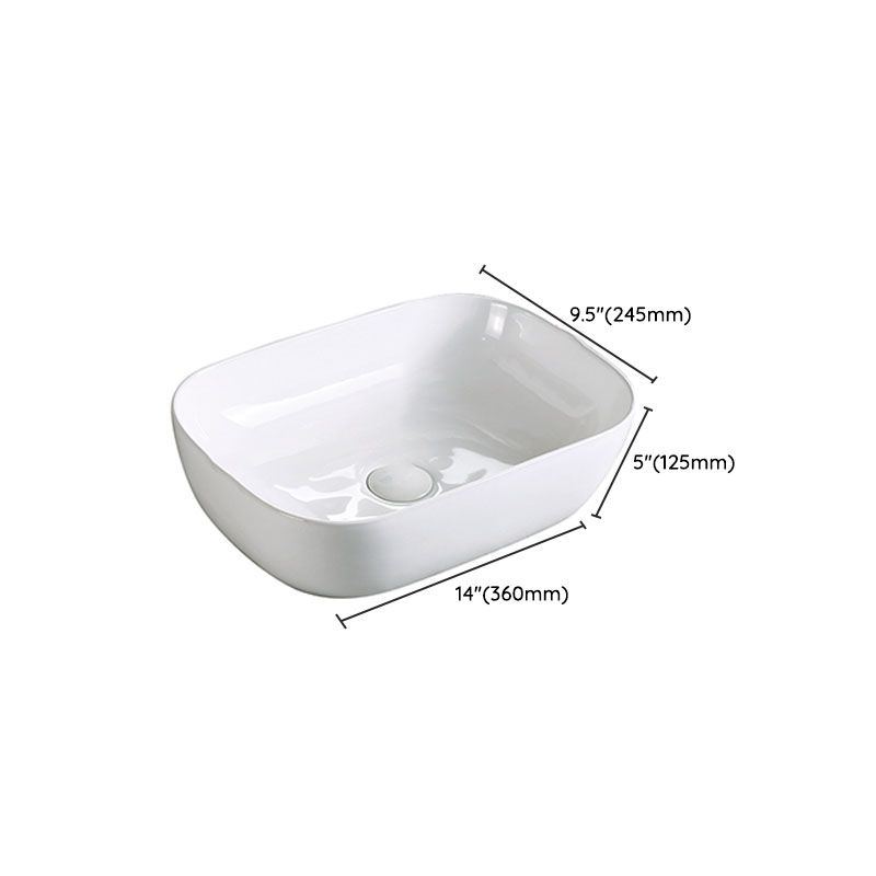 Modern Vessel Bathroom Sink Porcelain with Pop-Up Drain Vessel Sink without Faucet