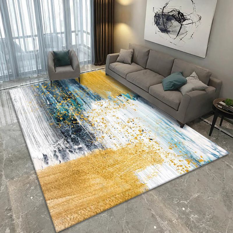 Funky Abstract Art Rug Contemporary Soft Polypropylene Rug Non-Slip Backing Carpet for Living Room