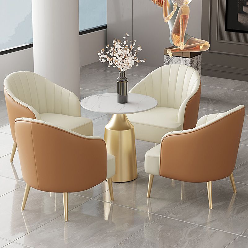 Modern Round Dining Table Glossy White Stone Top Table for Home