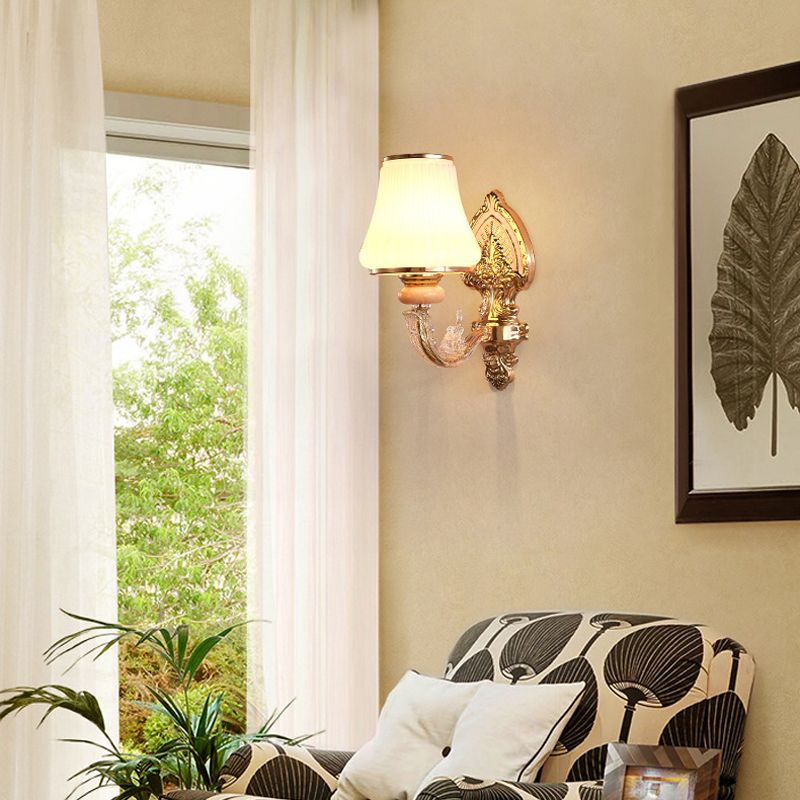 Modernist Wall Sconce Glass Wall Light Fixture in Gold for Living Room