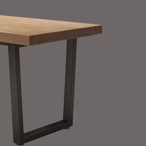 Table à manger en bois massif en pin industriel table rectangle marron avec base de traîneau pour salle à manger
