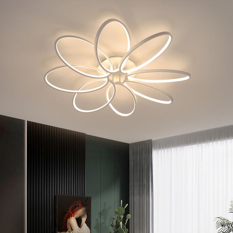 Minimalist Floral Semi Flush Mount Lighting Metal LED Bedroom Ceiling Lighting