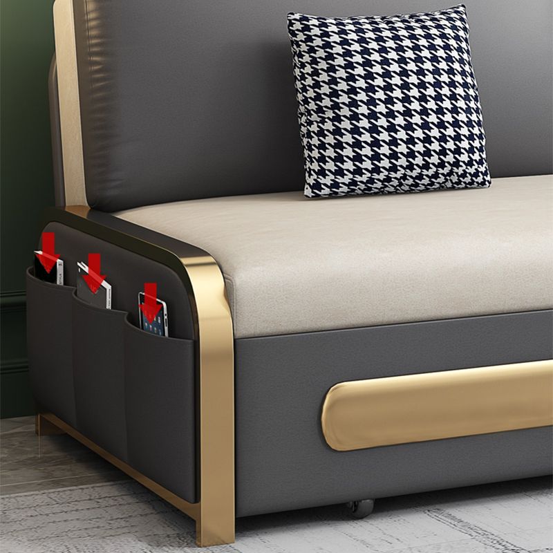 33" Wide Glam Futon Sofa Bed White Futon Sleeper Sofa with Storage