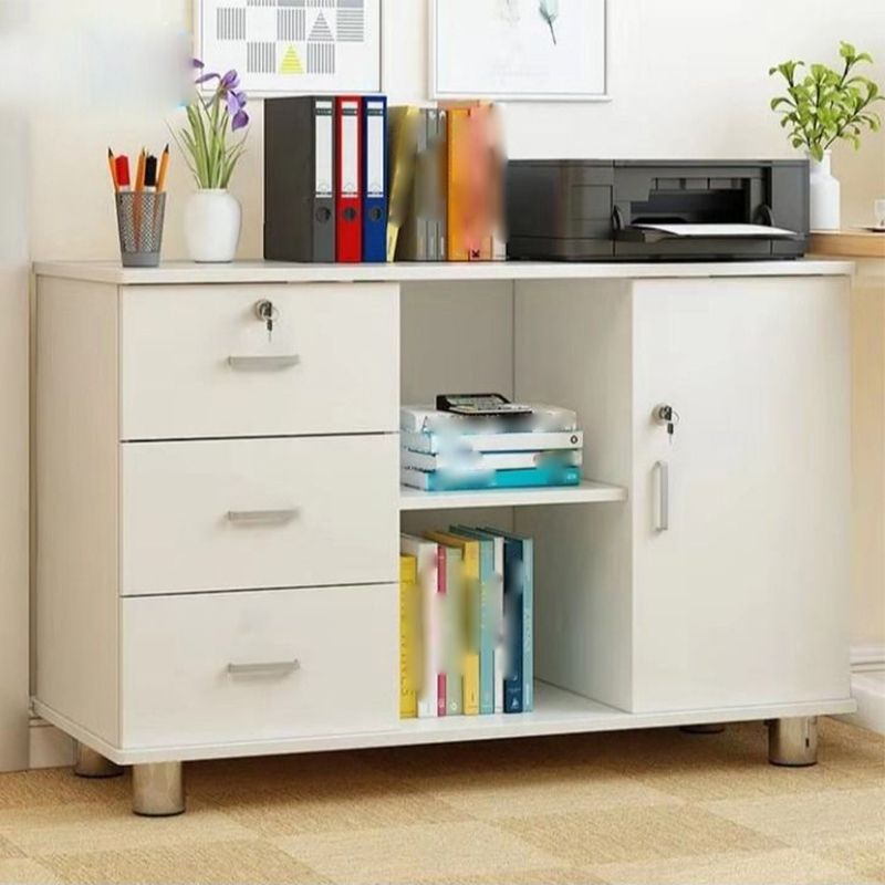 Modern Side Cabinet Wooden Accent Cabinet with 1 Door and 3 Drawers