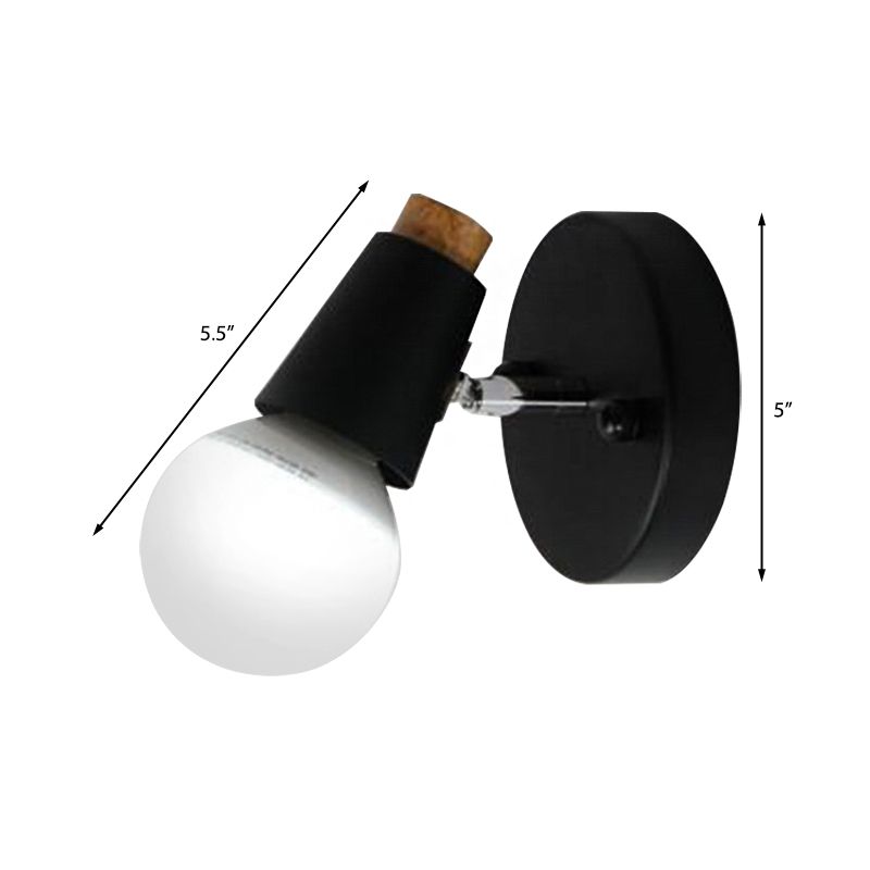Metal Cup Shaped Sconce Light with Bare Bulb Industrial 1 Light Bathroom Wall Lamp in Black