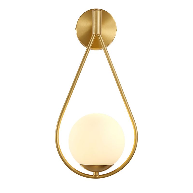 Ball Shaped Bedroom Wall Sconce Lighting Glass Simplicity Style Sconce Light Fixture in Gold