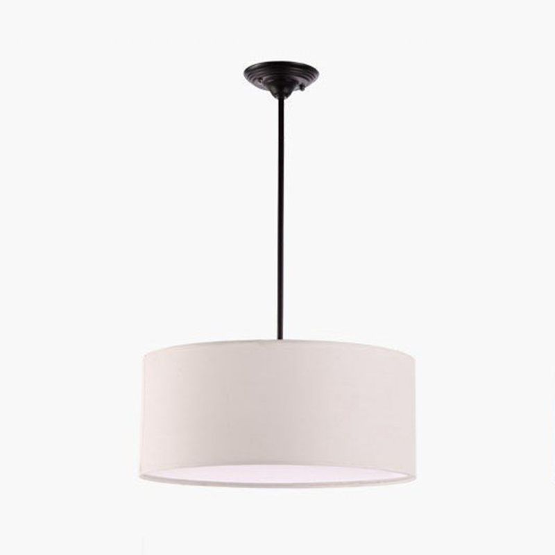 Restaurant Hanging Lamp Fixture Modern Minimalist Pendant Light with Drum Fabric Shade