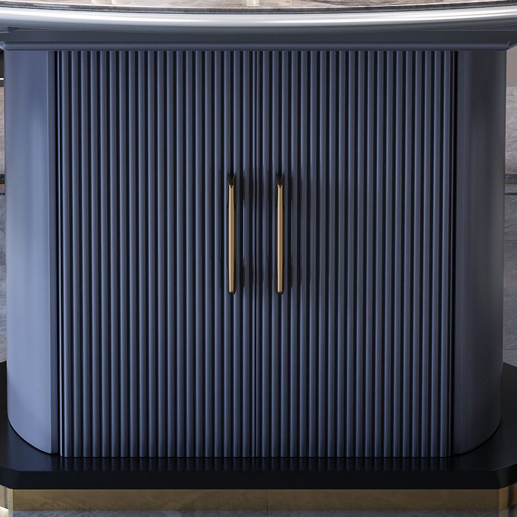 Foldable Modern Sintered Stone Dining Room Set with Round Top and Pedestal Base Furniture