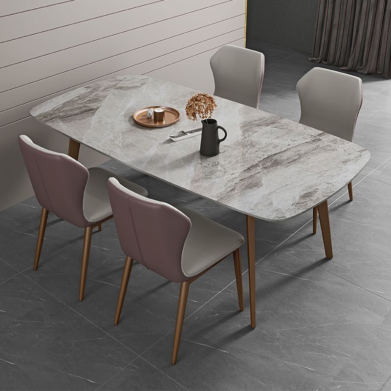 Glam 1/2/5/7 Pieces Dinette Set with Grey Sintered Stone Top Rectangle Dining Table Set