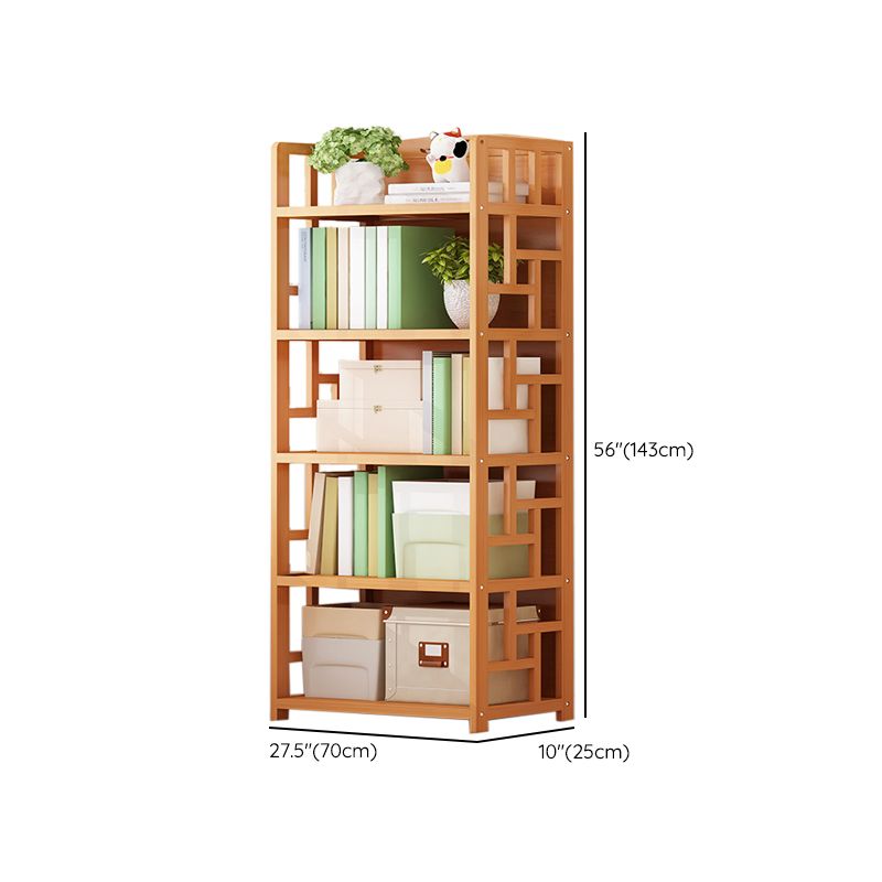 Natural Floor Bookshelf Contemporary Bamboo Shelf Bookcase for Study Room