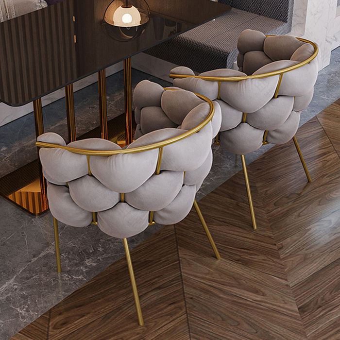 Upholstered Dining Chairs Nordic Style Solid Back Armless Chairs