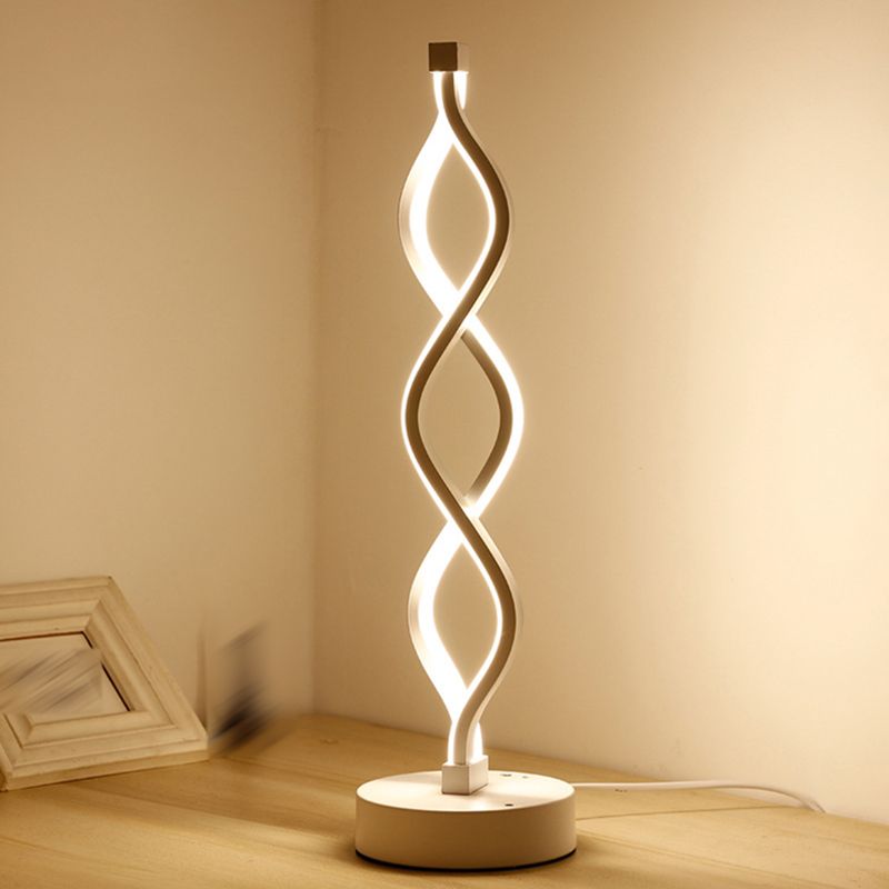 Modern Style Desk Lighting Fixture Linear Twisted LED Desk Lamp for Bedroom
