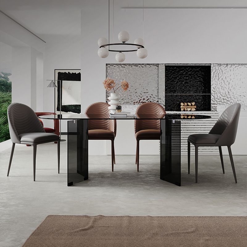 1/2/5/7 Pieces Modern Oval Tempered Glass Top Dining Set for Home